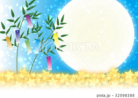 背景素材壁紙 七夕飾り 祭り 伝統 短冊 笹の葉 初夏 星屑 天の川 天の河 のイラスト素材 39