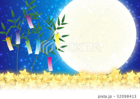 背景素材壁紙 七夕飾り 祭り 伝統 短冊 笹の葉 初夏 星屑 天の川 天の河 のイラスト素材 32098413 Pixta