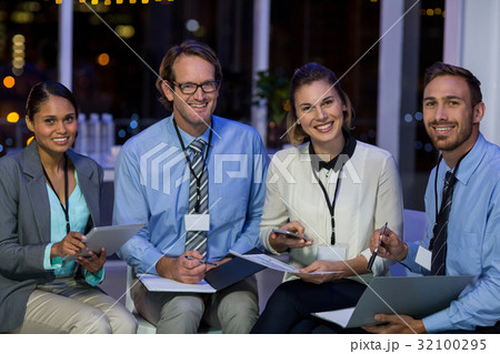 Portrait of smiling businesspeople Portrait of smiling businesspeople 32100295
