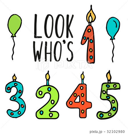 Candles, colorful numeral , isolated on white 32102980