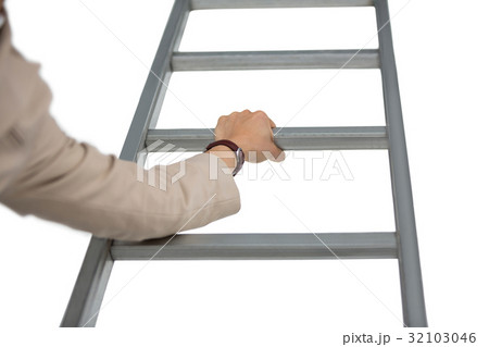 Businesswoman holding ladder 32103046