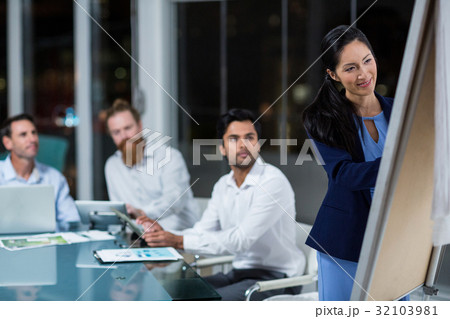 Businesswoman writing on whiteboard 32103981