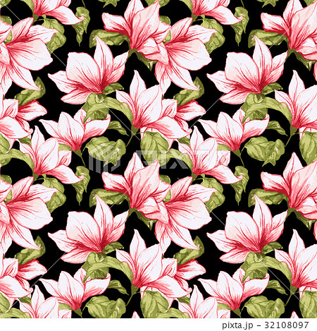 seamless pattern with magnolia flowers on theのイラスト素材