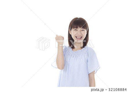 ガッツポーズの女性 ガッツポーズの女性 32108884