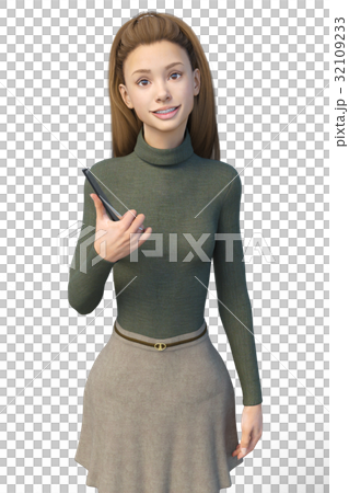 Long hair female hairdresser perming3DCG illustration material Long hair female hairdresser perming3DCG illustration material 32109233