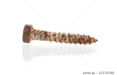 Rusted old screw isolated 32110280