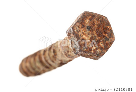 Rusted old screw isolated 32110281