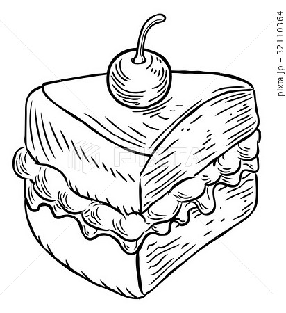 Jam and Cream Cake Vintage Retro Woodcut Style Jam and Cream Cake Vintage Retro Woodcut Style 32110364