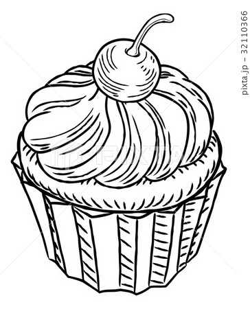 Muffin Vintage Retro Woodcut Style 32110366