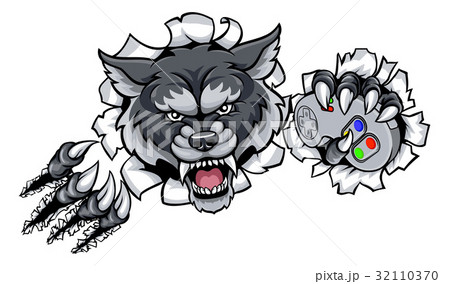 Wolf Animal Esports Gamer Mascot Wolf Animal Esports Gamer Mascot 32110370