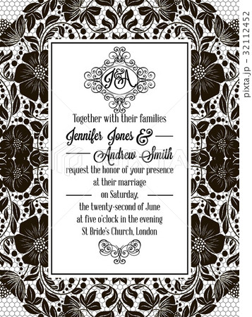Elegant floral swirls, lacy pattern ornate frame 32112452