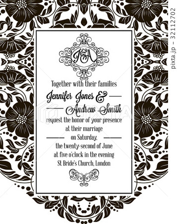 Elegant floral swirls, lacy pattern ornate frame 32112702