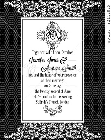 Elegant floral swirls, lacy pattern ornate frame 32112825