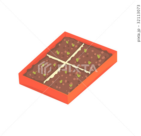 Tray of plants seedlings cartoon vector 32113073
