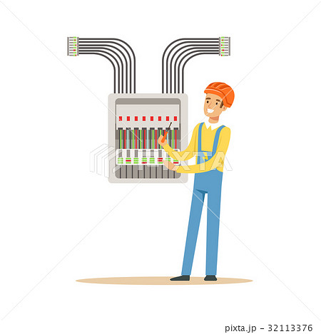 Electrician engineer screwing equipment in fuse Electrician engineer screwing equipment in fuse 32113376