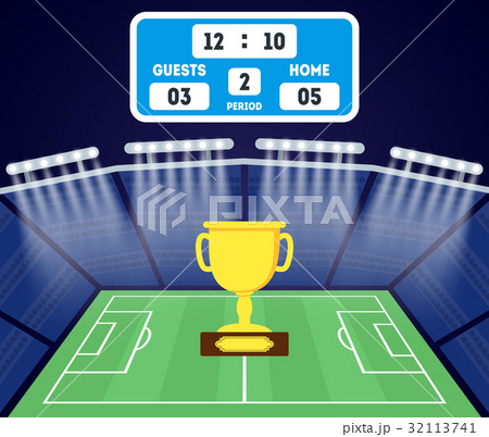 Cartoon Football Field with a Golden Cup. Vector Cartoon Football Field with a Golden Cup. Vector 32113741