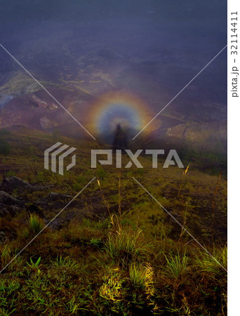 Beautiful rainbow from the top of Batur volcano. Beautiful rainbow from the top of Batur volcano. 32114411