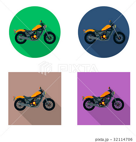 Vector motorcycles icon set in flat style. Vector 32114706