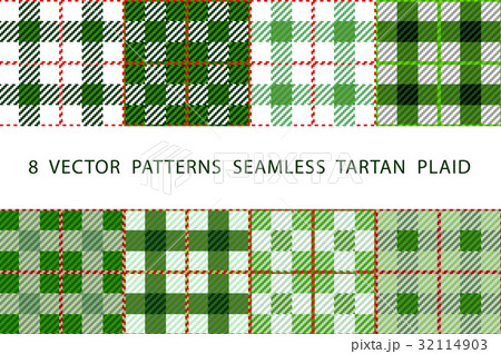 Set 8 tartan geometrical seamless patterns green 32114903