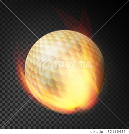 Flaming Realistic Golf Ball On Fire Flying Throughのイラスト素材