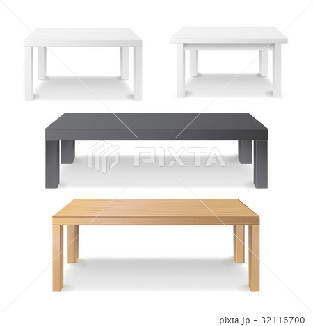 Empty Table Set Vector. Wooden, Plastic, White 32116700