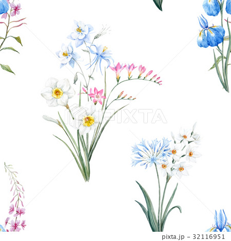 Watercolor floral summer vector pattern 32116951