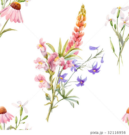 Watercolor floral summer vector pattern 32116956