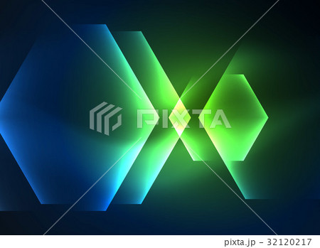 Techno glowing glass hexagons vector background 32120217