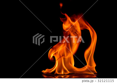 Beautiful fire flames on black background. 32121115