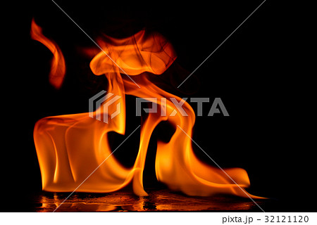 Beautiful fire flames on black background. 32121120