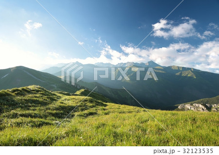 Peaks in Tatra Mountains on Slovak-Polish border 32123535