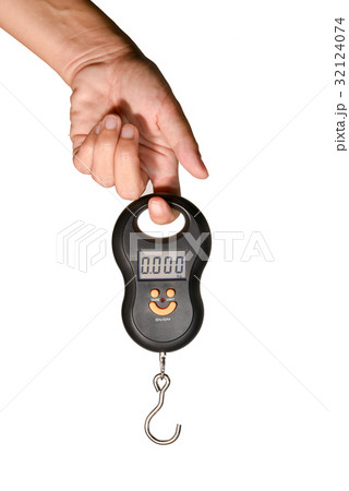 Portable Electronic Scale on hand Portable Electronic Scale on hand 32124074