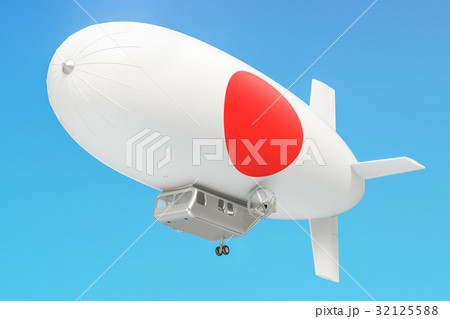 Airship or dirigible balloon with Japanese flag 32125588