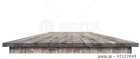 Empty wooden table perspective with clipping mask 32127045