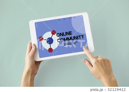 Digital Tablet connected with social network online community 32129422