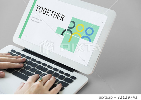 social fundraising for charity foundation on laptop 32129743