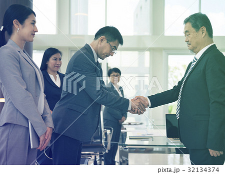 Photo Gradient Style with Business Partners Introductionary Handshake Bow 32134374