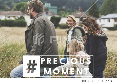 Family Together Outdoors Field Landscape 32134491