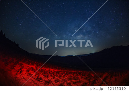 Milky Way over mountain at Phu Hin Rong Kla  32135310