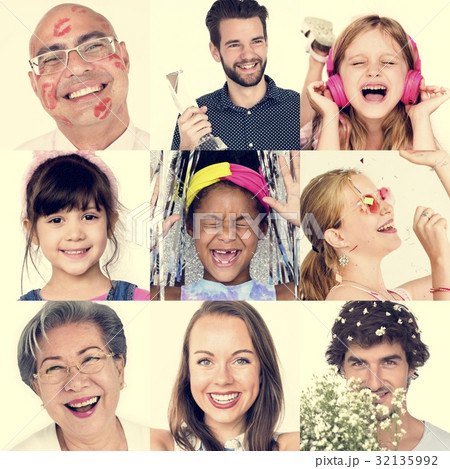 Collection of people with smiling happiness festive Collection of people with smiling happiness festive 32135992
