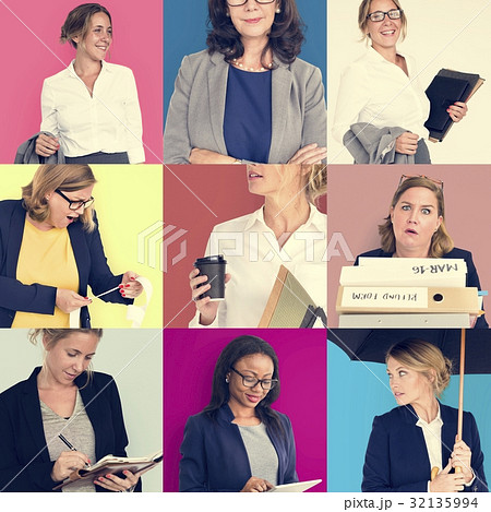 People Set of Diversity Business Women Studio Portrait People Set of Diversity Business Women Studio Portrait 32135994