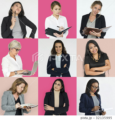 People Set of Diversity Business Women Studio Portrait 32135995