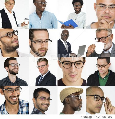 People Set of Diversity Men Wearing Eyeglasses Studio Collage People Set of Diversity Men Wearing Eyeglasses Studio Collage 32136185
