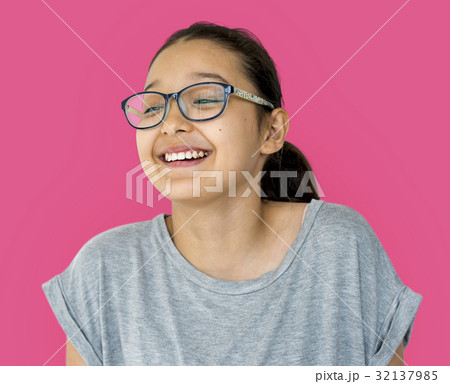 Young Adult Woman Face Smile Expression Studio Portrait 32137985