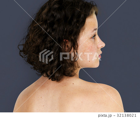 Young Adult Woman Topless Studio Portrait Young Adult Woman Topless Studio Portrait 32138021