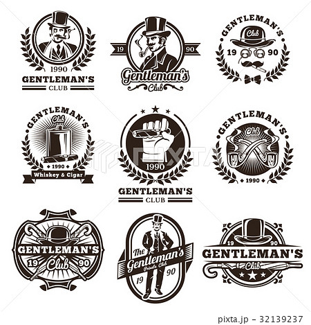 Set Of Vintage Gentleman Emblems Labels のイラスト素材