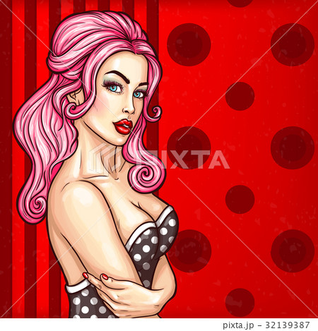 pop art pin up illustration of a sexy girl in a 32139387