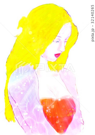 下を見る美女１ 32140265