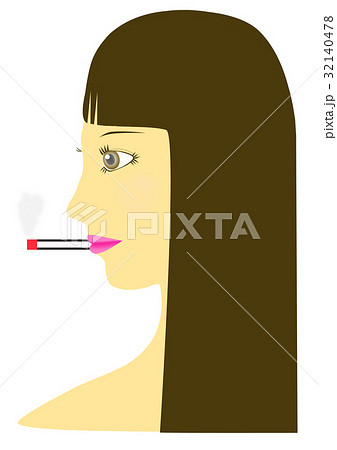 タバコをくわえた女性のイラストのイラスト素材 32140478 Pixta