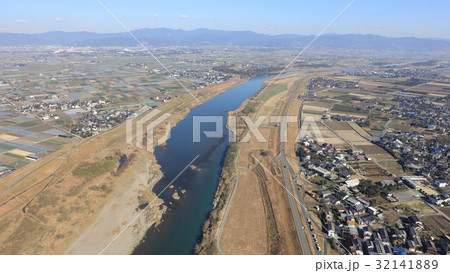 筑後川橋 片の瀬橋 大刀洗町と久留米市を結筑後川上の橋（九州北部豪雨前） 32141889